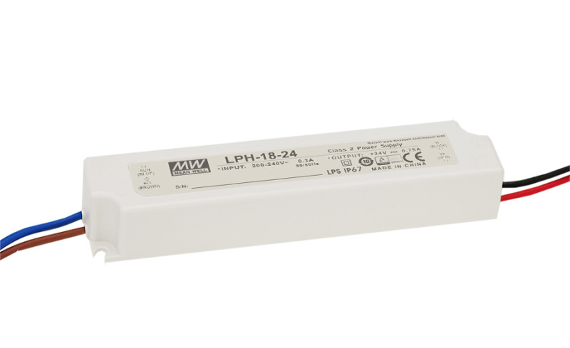 MEAN WELL LPH-18-12 Zasilacz impulsowy; LED; 18W; 12V; 1,5A; 180-264VAC; 254-370VDC; IP67 PS-LPH-18-12