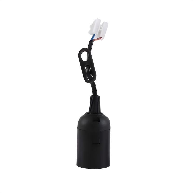 Oprawka Budowlana E27 Czarny + Przewód 12cm + Kostka EK1689