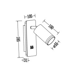 Oprawa Pipe Ring Kinkiet Czarny 1xGU10 + LED 6W ML2081