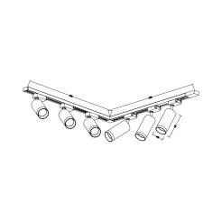 Zestaw Oprawa Mica Track Czarny + Złoty 6xGU10 2m ML2106