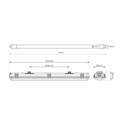 ZESTAW OPRAWA HERMETYCZNA 2x120cm POD ŚWIETLÓWKĘ LED + 2x ŚWIETLÓWKI LED 18W 120CM 3000K EKH2339