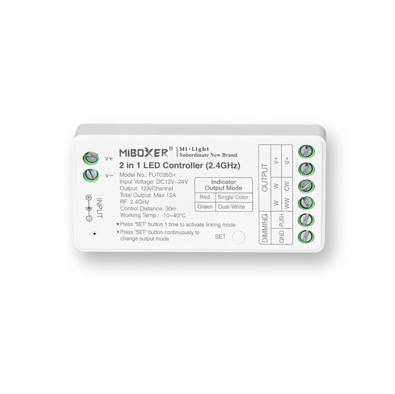 MI-LIGHT Kontroler SR2 2w1 MONO/CCT 12-24VDC 12A FUT035S+ PS-FUT035S+
