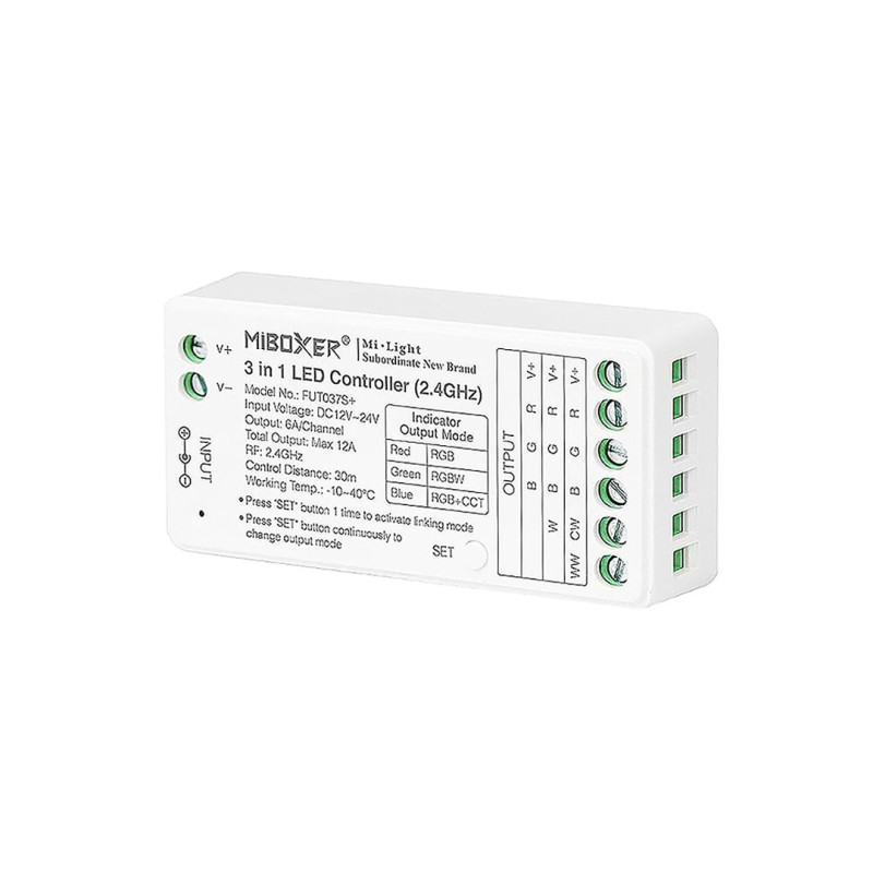MI-LIGHT Kontroler SR5 5w1 RGB/CCT 12-24VDC 12A FUT037S+ PS-FUT037S+