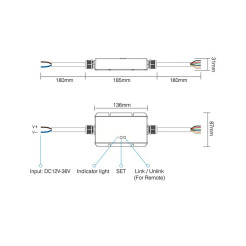 MI-LIGHT Kontroler 5w1 RGB/CCT 12-36VDC 20A IP67 PS-LS2-WP