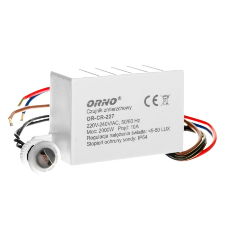 ORNO Czujnik zmierzchu z sondą zewn. 230V; 2000W; 5-50 lux; IP54 PS-OR-CR-227