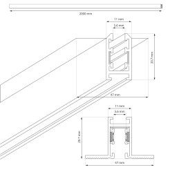 Szyna podtynk magnetic track 5mm 200cm ML2163