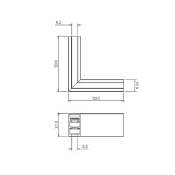 Narożnik natynk L bok magnetic track 5mm ML2165