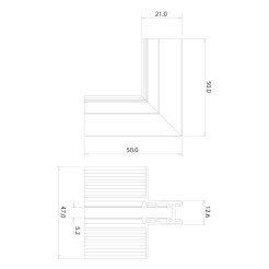 Narożnik podtynk L góra dół magnetic track 5mm ML2322