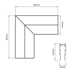 Narożnik natynk L góra dół magnetic track 10mm ML2183