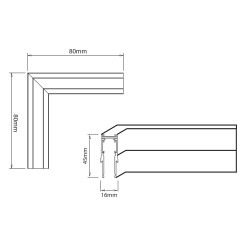 Narożnik natynk L bok magnetic track 10mm ML2184