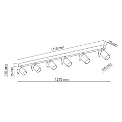 NEX BLACK LAMPA SUFITOWA 6XGU10 11370