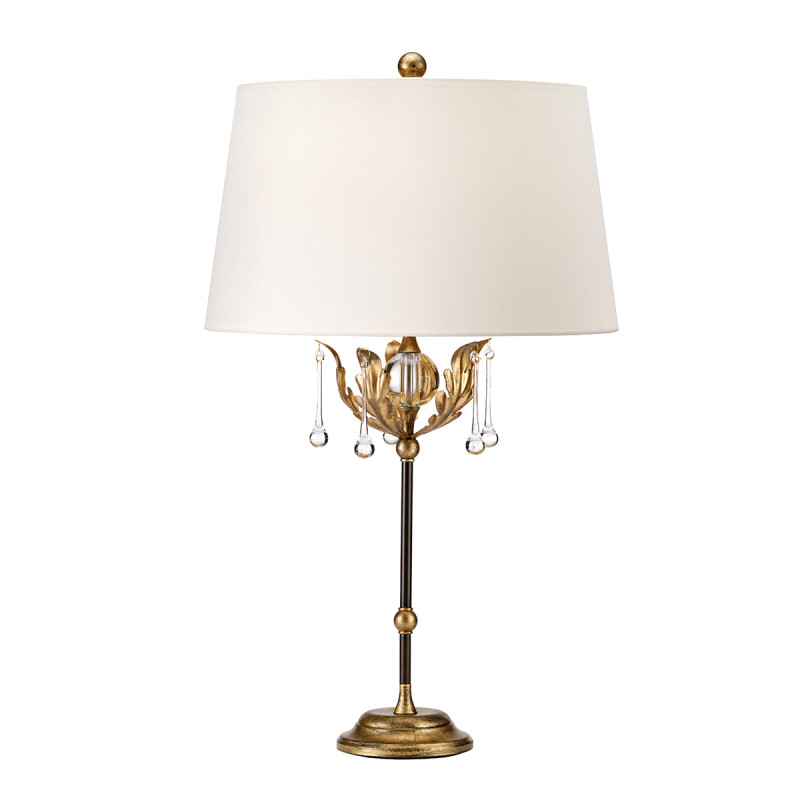 Lampa stołowa Amarilli - 1 źródło światła - Brązowy, złota patyna - Abażur w kolorze kości słoniowej AML-TL-BRONZE-IV