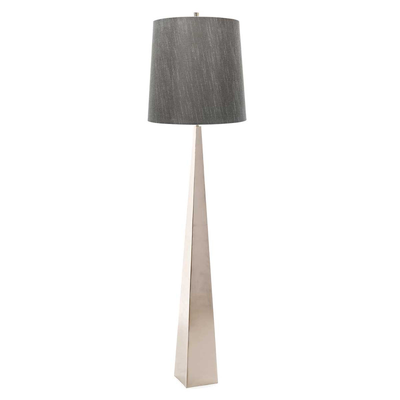 Lampa podłogowa Ascent - 1 źródło światła - Polerowany nikiel - Ciemnoszary abażur ASCENT-FL-PN