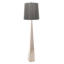 Lampa podłogowa Ascent - 1 źródło światła - Polerowany nikiel - Ciemnoszary abażur ASCENT-FL-PN