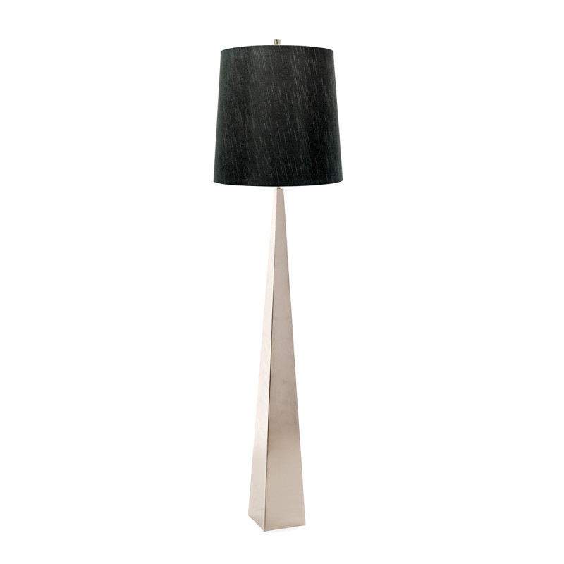 Lampa podłogowa Ascent - 1 źródło światła - Polerowany nikiel - Biały abażur ASCENT-FL-PN-BK