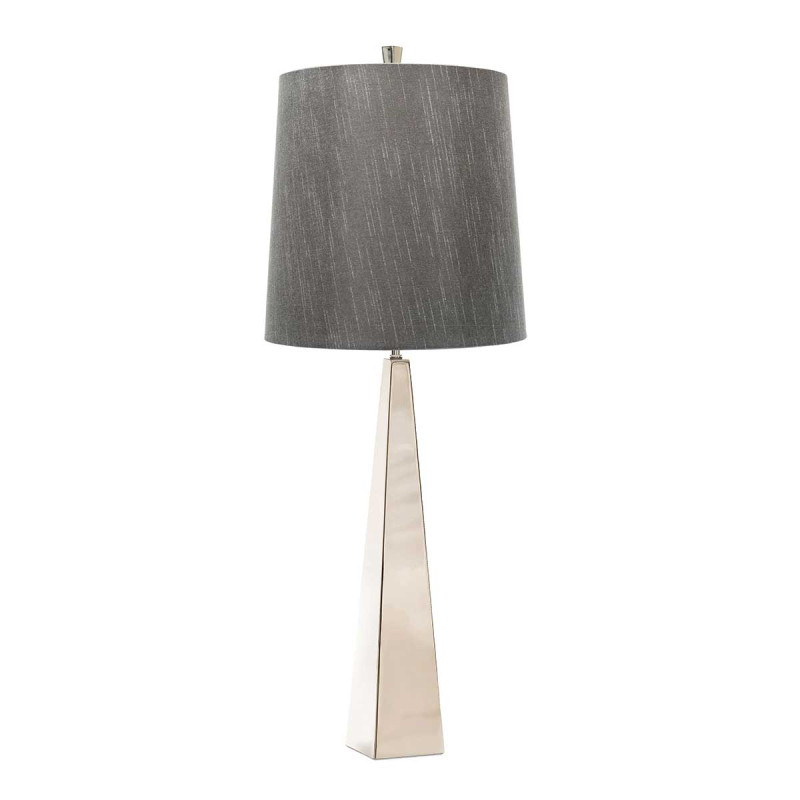 Lampa stołowa Ascent - 1 źródło światła - Polerowany nikiel - Ciemnoszary abażur ASCENT-TL-PN