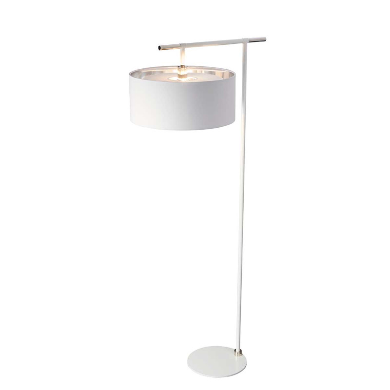 Lampa podłogowa Balance - 1 źródło światła - Biały, polerowany nikiel BALANCE-FL-WPN