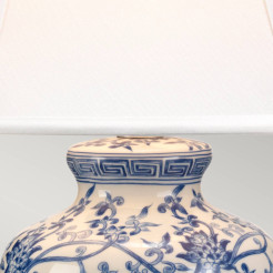 Lampa stołowa Blue Ginger Jar - 1 źródło światła - Niebieski, biały BLUE-G-JAR-TL