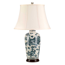 Lampa stołowa Blue Traditional - 1 źródło światła - Niebieski, biały BLUE-TRAD-WP-TL