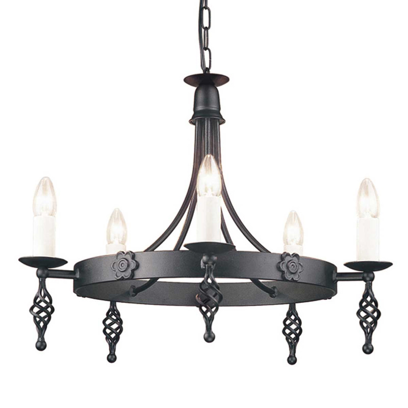 Żyrandol Belfry - 5 źródeł światła - Czarny BY5-BLACK
