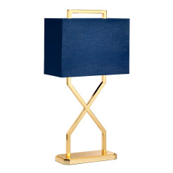 Lampa stołowa Cross - 1 źródło światła - Polerowane złoto - Niebieski abażur CROSS-TL