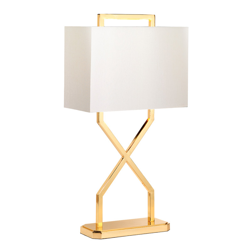 Lampa stołowa Cross - 1 źródło światła - Polerowane złoto - Abażur w kolorze kości słoniowej CROSS-TL-IVORY