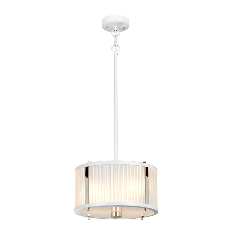Lampa wisząca Corona - 2 źródła światła - Satynowa biel, polerowany nikiel DL-CORONA-2P-WPN