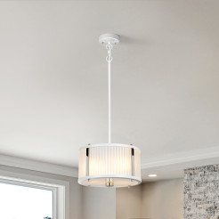 Lampa wisząca Corona - 2 źródła światła - Satynowa biel, polerowany nikiel DL-CORONA-2P-WPN