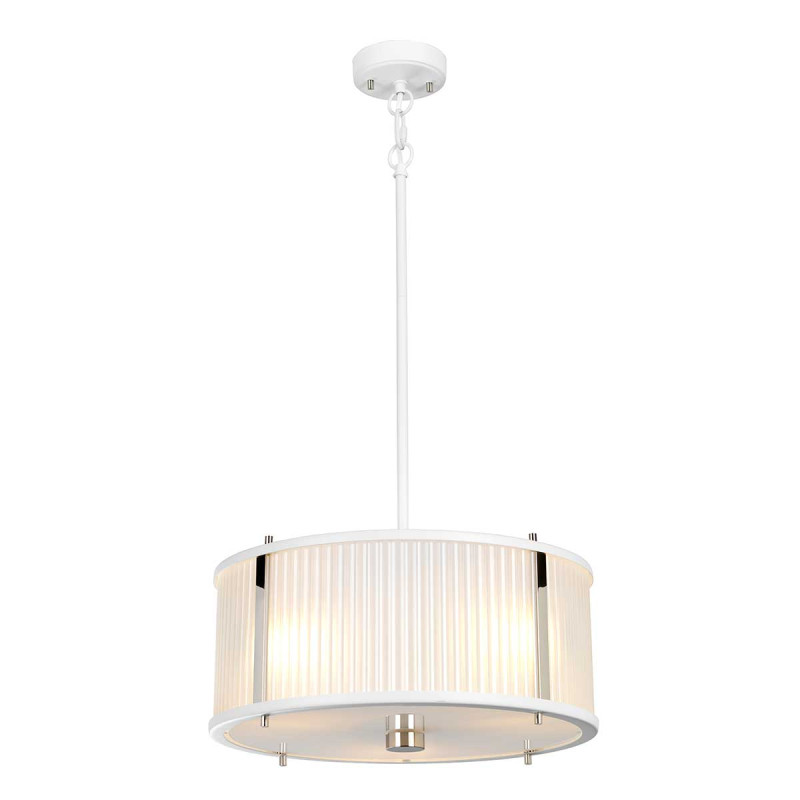 Lampa wisząca Corona - 3 źródła światła - Satynowa biel, polerowany nikiel DL-CORONA-3P-WPN