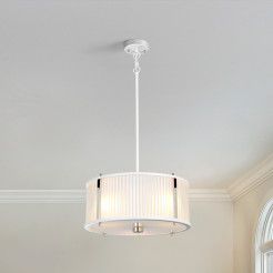 Lampa wisząca Corona - 3 źródła światła - Satynowa biel, polerowany nikiel DL-CORONA-3P-WPN