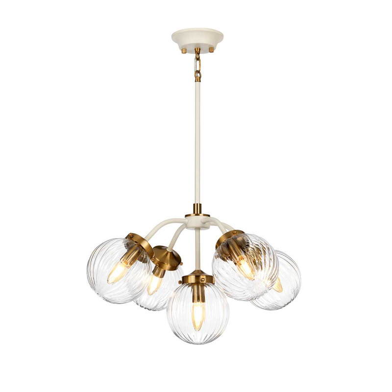 Lampa wisząca Cosmos - 5 źródeł światła - Kremowy, postarzany mosiądz DL-COSMOS5