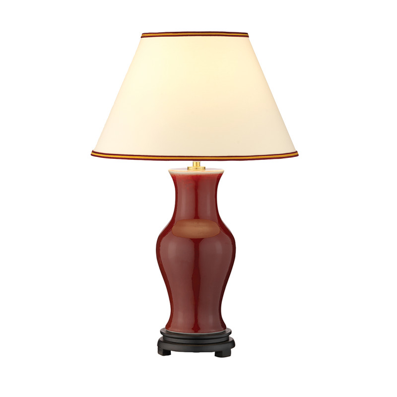 Lampa stołowa Oxblood - 1 źródło światła - Czerwony - Kremowy abażur DL-MAJIN-SMALL-TL-OXB