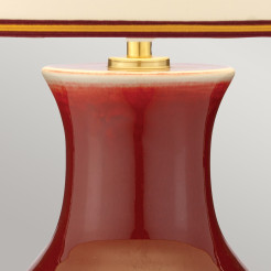 Lampa stołowa Oxblood - 1 źródło światła - Czerwony - Kremowy abażur DL-MAJIN-SMALL-TL-OXB