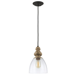 Lampa wisząca Matrimonio - 1 źródło światła - Ciemny postarzany cynk, drewno DL-MATRIMONIO-1P
