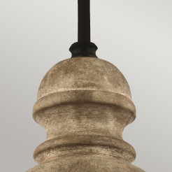 Lampa wisząca Matrimonio - 1 źródło światła - Ciemny postarzany cynk, drewno DL-MATRIMONIO-1P