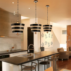 Lampa wisząca South Beach - 1 źródło światła - Czarny, beżowy, złoty FB-SOUTHBEACH-P