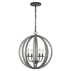 Lampa wisząca Allier - 4 źródła światła - Postarzane drewno, antyczne żelazo FE-ALLIER-4P-WW