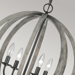 Lampa wisząca Allier - 4 źródła światła - Postarzane drewno, antyczne żelazo FE-ALLIER-4P-WW