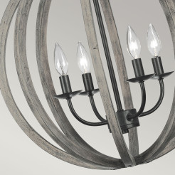 Lampa wisząca Allier - 4 źródła światła - Postarzane drewno, antyczne żelazo FE-ALLIER-4P-WW