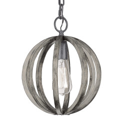 Mała lampa wisząca Allier - 1 źródło światła - Postarzane drewno, antyczne żelazo FE-ALLIER-P-WW