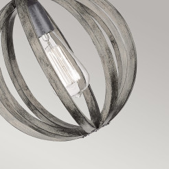 Mała lampa wisząca Allier - 1 źródło światła - Postarzane drewno, antyczne żelazo FE-ALLIER-P-WW