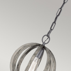 Mała lampa wisząca Allier - 1 źródło światła - Postarzane drewno, antyczne żelazo FE-ALLIER-P-WW