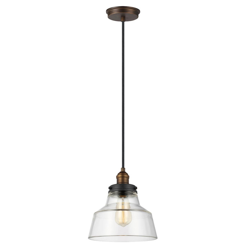 Lampa wisząca Baskin - 1 źródło światła - Postarzany mosiądz, ciemny postarzany cynk - Wersja A FE-BASKIN-P-A-BR