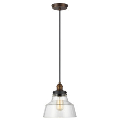 Lampa wisząca Baskin - 1 źródło światła - Postarzany mosiądz, ciemny postarzany cynk - Wersja A FE-BASKIN-P-A-BR