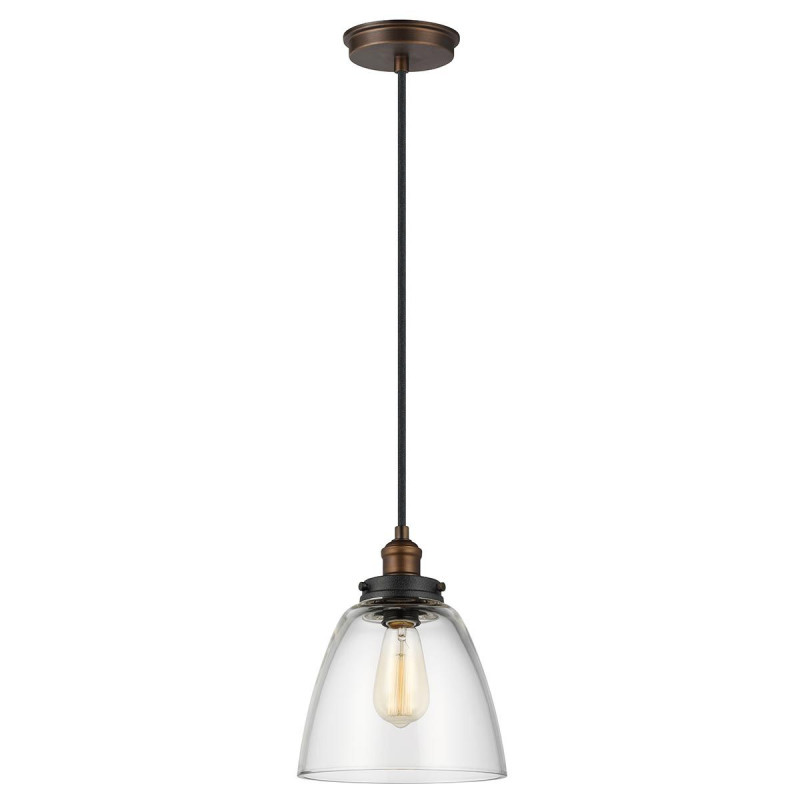 Lampa wisząca Baskin - 1 źródło światła - Postarzany mosiądz, ciemny postarzany cynk - Wersja B FE-BASKIN-P-B-BR