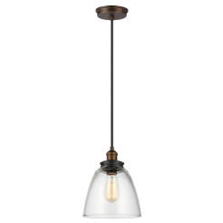 Lampa wisząca Baskin - 1 źródło światła - Postarzany mosiądz, ciemny postarzany cynk - Wersja B FE-BASKIN-P-B-BR