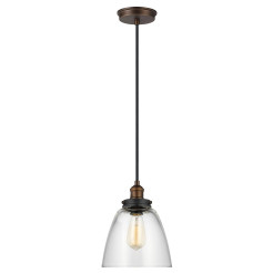 Lampa wisząca Baskin - 1 źródło światła - Postarzany mosiądz, ciemny postarzany cynk - Wersja B FE-BASKIN-P-B-BR