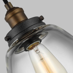 Lampa wisząca Baskin - 1 źródło światła - Postarzany mosiądz, ciemny postarzany cynk - Wersja B FE-BASKIN-P-B-BR