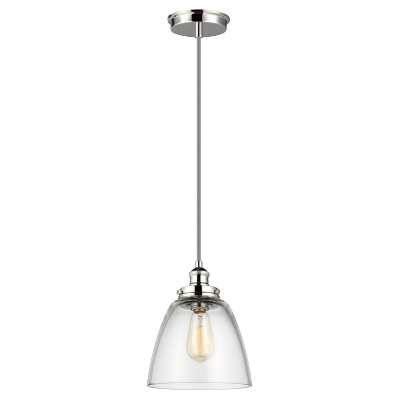 Lampa wisząca Baskin - 1 źródło światła - Polerowany nikiel - Wersja B FE-BASKIN-P-B-PN