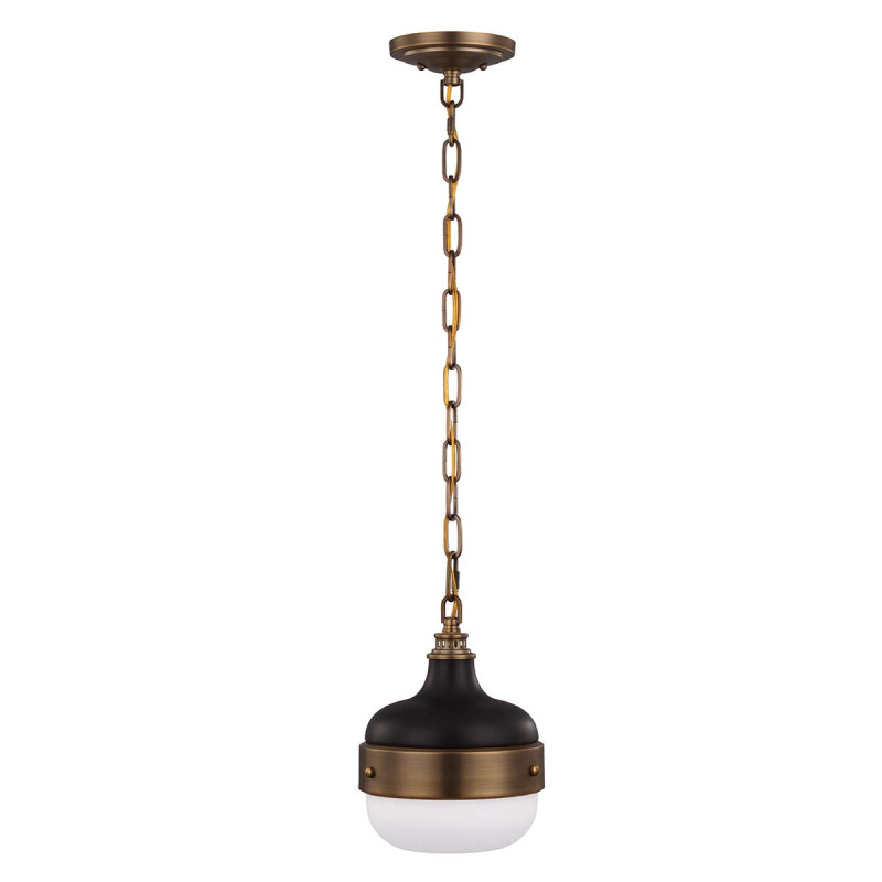 Mała lampa wisząca Cadence - 1 źródło światła - Ciemny antyczny mosiądz, matowa czerń FE-CADENCE-1P-MB